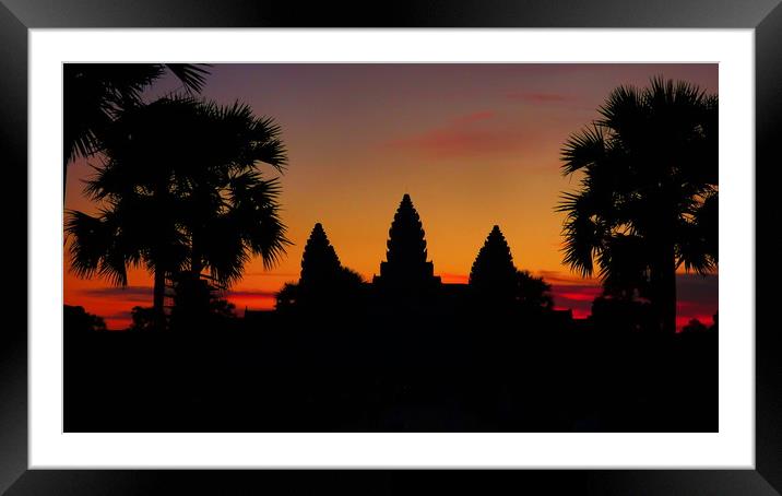 Ankor Wat, Cambobia, Sunrise,  Framed Mounted Print by Lee Clark