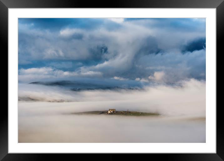 Farm in the Clouds  Framed Mounted Print by John Finney