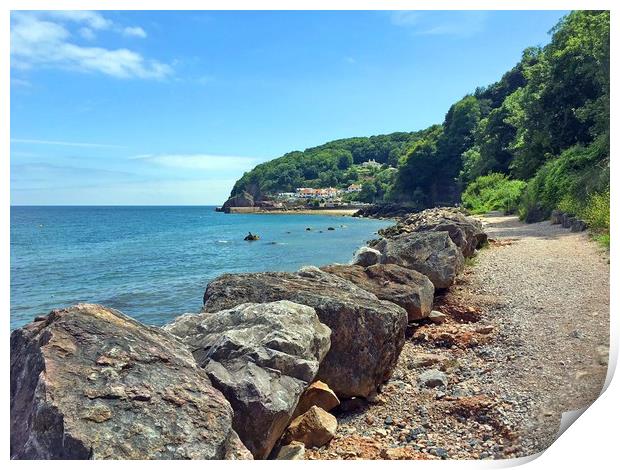 Oddicombe beach to Babbacombe harbour walk Print by Anthony Kellaway