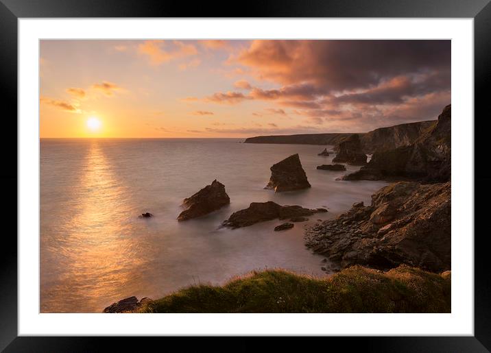 Bedruthan Steps Framed Mounted Print by Sandra Kepkowska