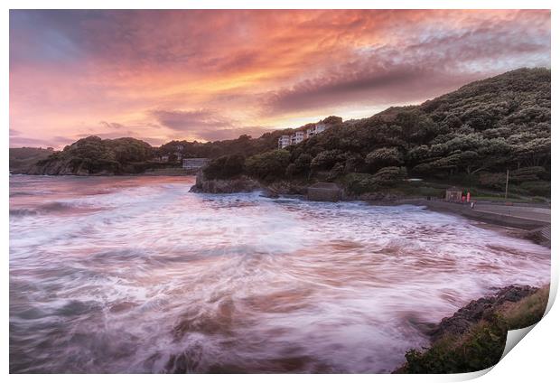 Caswell Bay sunset Print by Leighton Collins