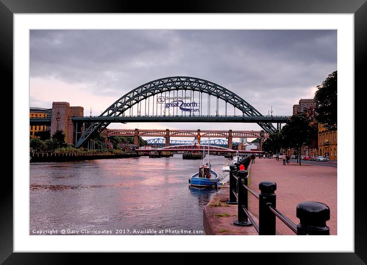 Tyne Bridge at Dusk Framed Mounted Print by Gary Clarricoates