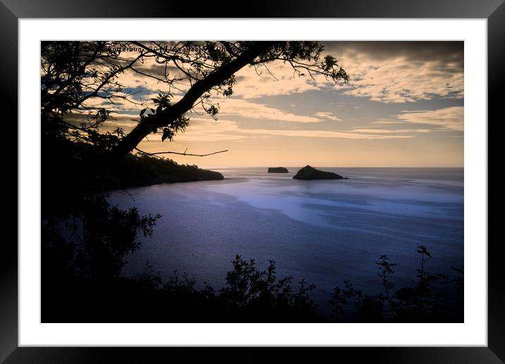 Thatchers Rock and Hope Nose At Sunset Framed Mounted Print by rawshutterbug 