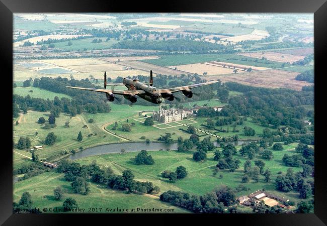 Lancaster over Burghley House Framed Print by Colin Smedley