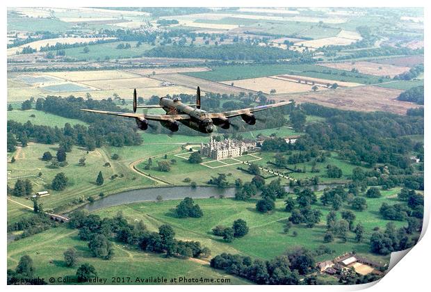 Lancaster over Burghley House Print by Colin Smedley