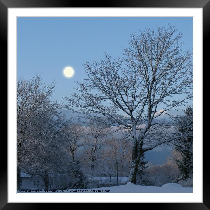 Moonlight on the first snowfall Framed Mounted Print by Chris Langley