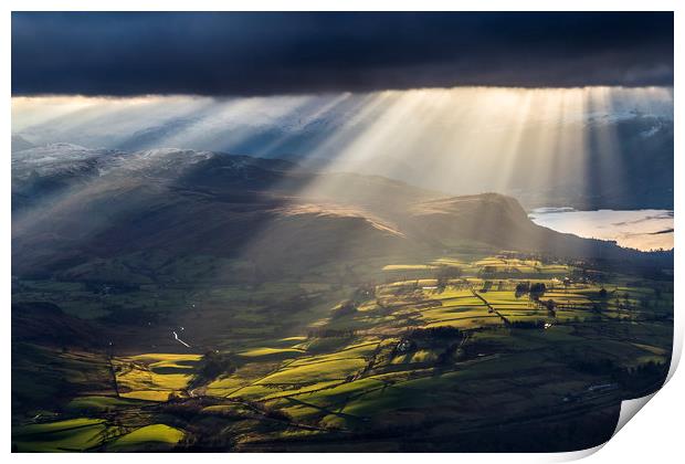 Castlerigg stone circle from Blencathra  Print by John Finney