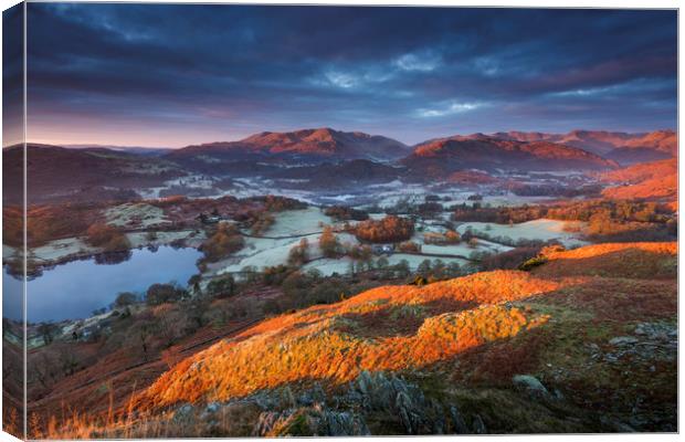 Great Langdale in Red  Canvas Print by John Finney