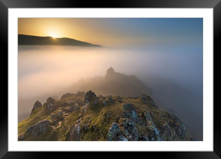Helm Crag sunrise  Framed Mounted Print by John Finney