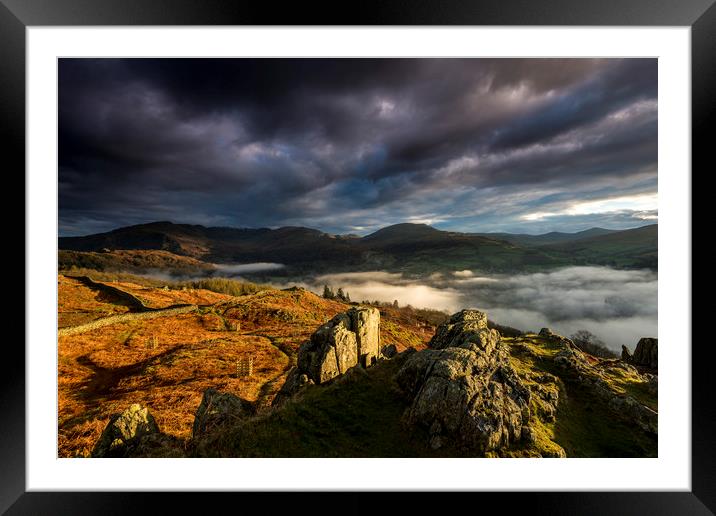 Loughrigg and Ambleside sunrise  Framed Mounted Print by John Finney