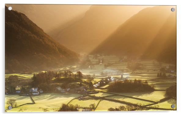 Rosthwaite sunrise, Cumbria  Acrylic by John Finney