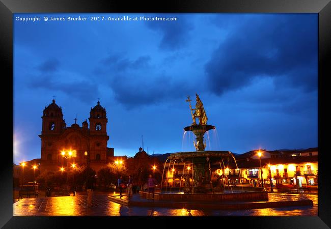 Plaza de Armas at Twilight Cusco Peru Framed Print by James Brunker