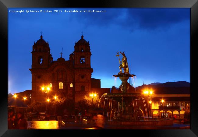 Compania de Jesus Church at Twilight Cusco Peru Framed Print by James Brunker