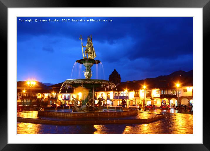 Statue of the Inca Pachacutec Cusco Peru Framed Mounted Print by James Brunker