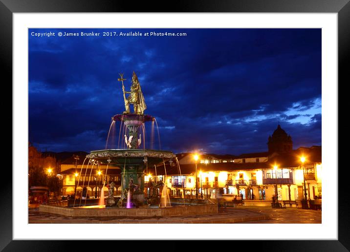 Statue of the Inca Pachacuteq Cuzco Peru Framed Mounted Print by James Brunker