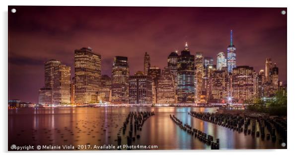 NEW YORK CITY Nightly Impressions | Panoramic Acrylic by Melanie Viola