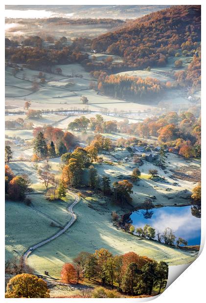 Frosty Autumn morning in the Lake District Print by John Finney
