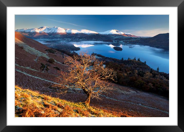 Sunrise over the Northern Fells. Lake District.  Framed Mounted Print by John Finney