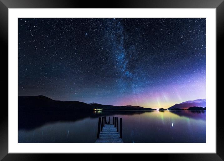 Northern Lights over the Lake District Framed Mounted Print by John Finney