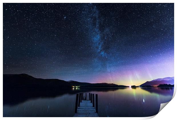 Northern Lights over the Lake District Print by John Finney