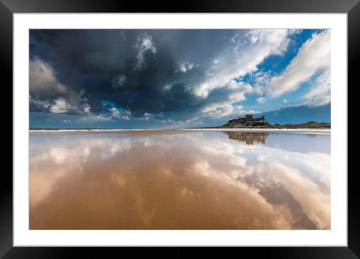 Bamburgh Castle, Snow and Surf  Framed Mounted Print by John Finney