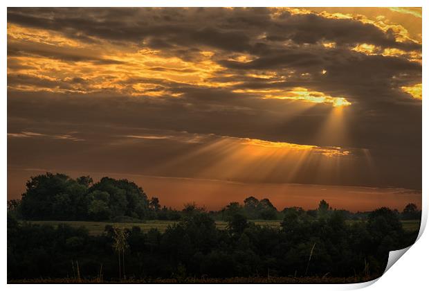 Sunrise in the Dordogne Print by Rob Lester