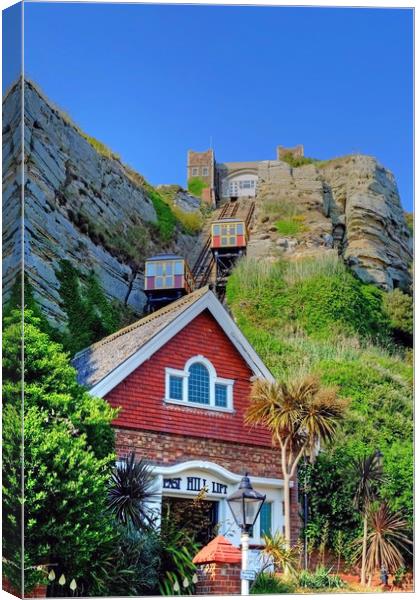 East Hill Lift Hastings Canvas Print by Diana Mower