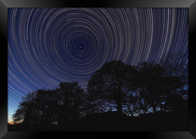Startrail with trees Framed Print by mark humpage