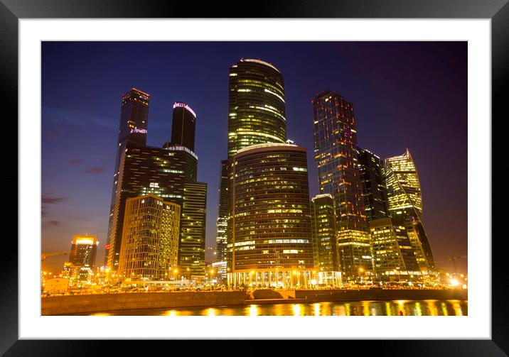 Moscow city in night. Moscow. Russia.   Framed Mounted Print by Sergey Fedoskin