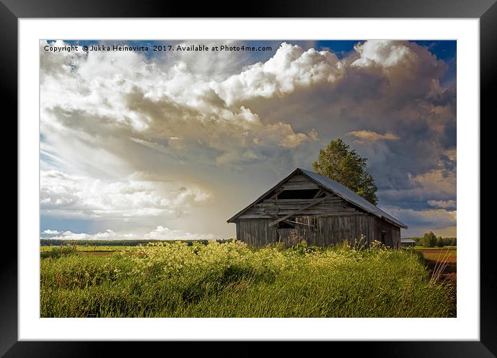 Summer Clouds Over The Barn and Fields Framed Mounted Print by Jukka Heinovirta