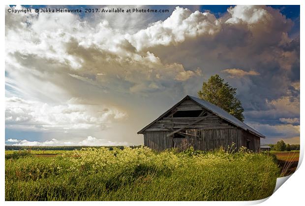 Summer Clouds Over The Barn and Fields Print by Jukka Heinovirta