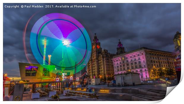 Thrill seekers at the Pier Head Print by Paul Madden