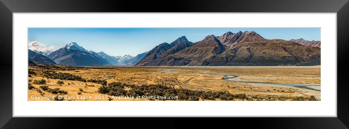 Mt Cook, Burnett range and Tasman River  Framed Mounted Print by Gary Eason