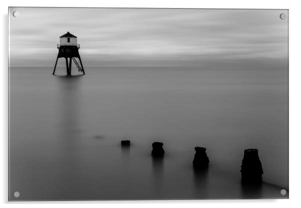 Dovercourt Low Lighthouse Essex in Monochrome Acrylic by Mark Hawkes