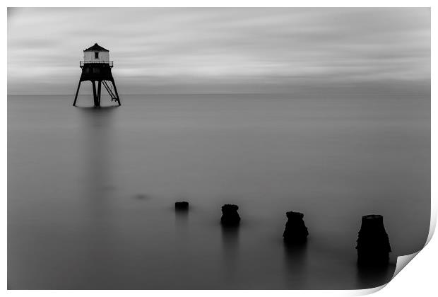 Dovercourt Low Lighthouse Essex in Monochrome Print by Mark Hawkes
