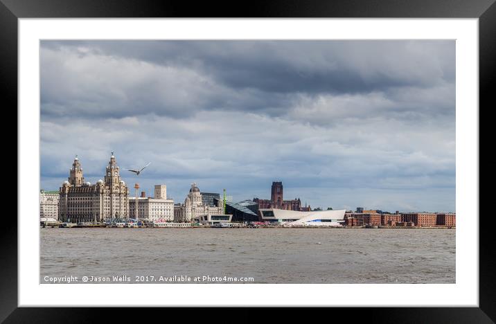 Liverpool waterfront under a stormy sky Framed Mounted Print by Jason Wells