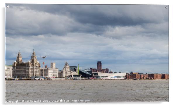 Liverpool waterfront under a stormy sky Acrylic by Jason Wells