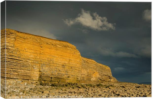 Nash Point Cliffs Summer Evening South Wales  Canvas Print by Nick Jenkins