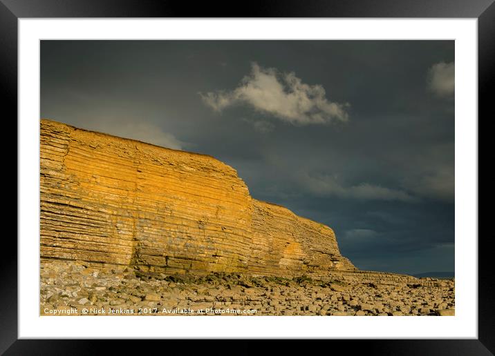 Nash Point Cliffs Summer Evening South Wales  Framed Mounted Print by Nick Jenkins