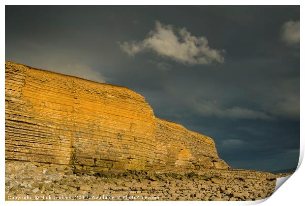 Nash Point Cliffs Summer Evening South Wales  Print by Nick Jenkins