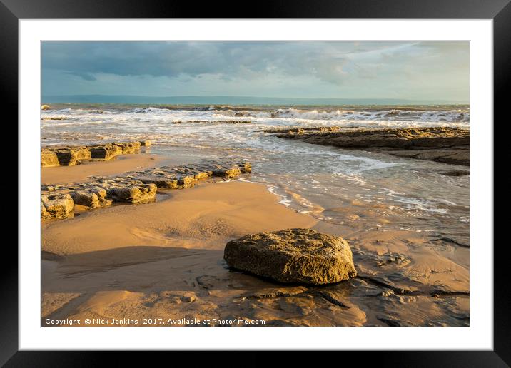 Beach and Rocks Nash Point Glamorgan Coast Framed Mounted Print by Nick Jenkins