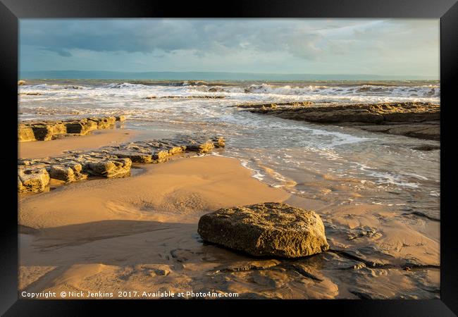 Beach and Rocks Nash Point Glamorgan Coast Framed Print by Nick Jenkins