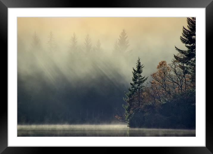 Loch Ard,Mist and sun... Framed Mounted Print by David Mould