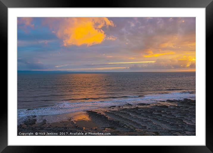 Evening Light on Nash Point Beach South Wales Framed Mounted Print by Nick Jenkins