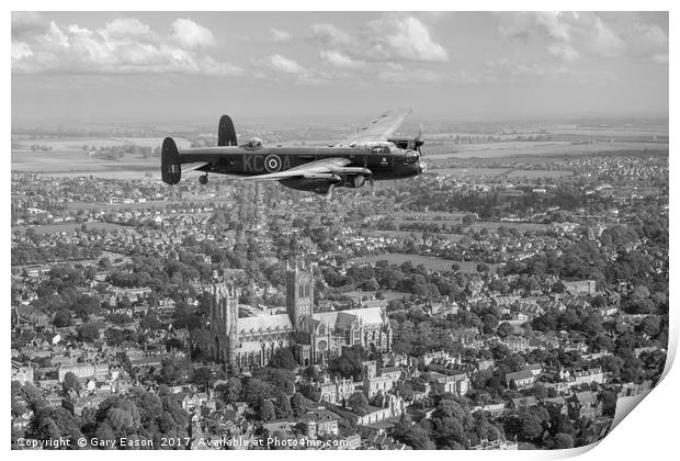 "City of Lincoln" over the City of Lincoln, B&W ve Print by Gary Eason