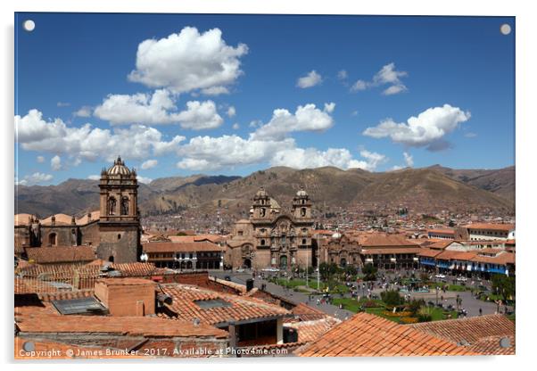 View Over Plaza de Armas Square Cusco Peru Acrylic by James Brunker