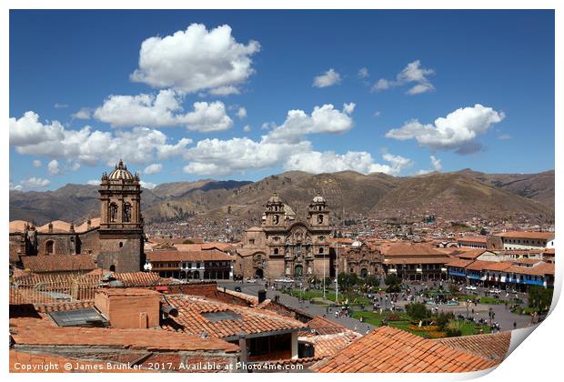 View Over Plaza de Armas Square Cusco Peru Print by James Brunker