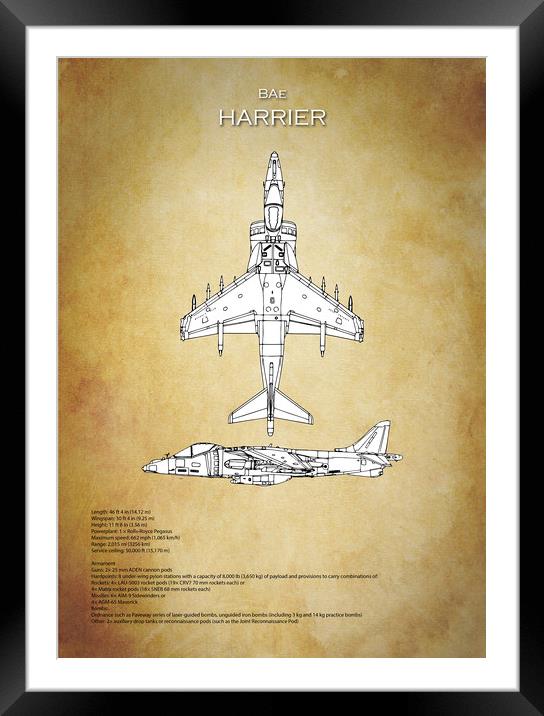 BAe Harrier Framed Mounted Print by J Biggadike
