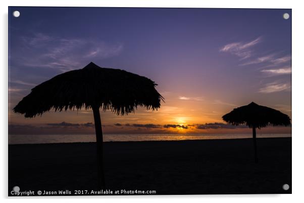 Beach parasols at dawn Acrylic by Jason Wells