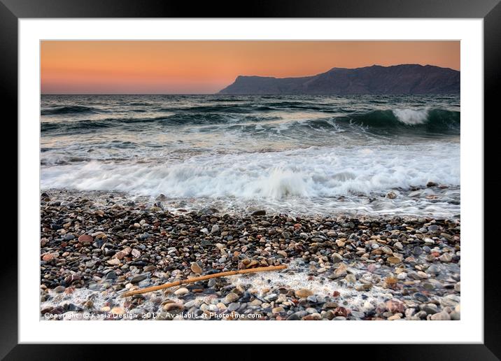 Dusk on Livadia Beach, Kissamos, Crete, Greece Framed Mounted Print by Kasia Design